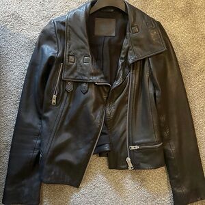 All Saints Lambskin Biker Black Leather Jacket